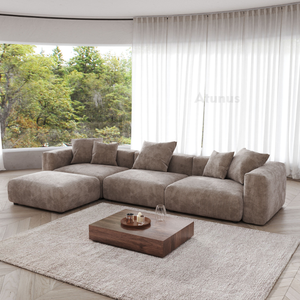Atunus Pháp cổ điển màu đen chân không nén sofa vải nhung kẻ Modular cắt ghế sofa phòng khách đồ nội thất Ghế bộ - Product Image 2