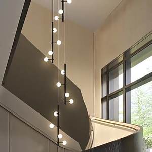Luce moderna nuova creativa Duplex grande lampada a scala lunga lampadario da soggiorno Nordic semplice luce a sospensione - Product Image 2