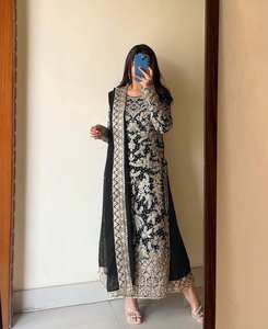 Nouvelle Collection en Georgette Lourde Top Palazzo et Dupatta Ensemble Entièrement Cousu Prêt à Porter Costume Pakistanais - Product Image 6