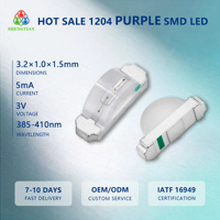 LED SMD 1204 à vue latérale, violet, 3,2x1,0mm, 5mA, voyant d'état fiable pour interface utilisateur personnalisée, production en série, RoHS