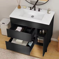 Coiffeuse espagnole imperméable de luxe haut de gamme personnalisée noire petite salle de bain rangement d'angle armoire de sol