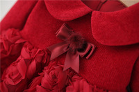 Robe de princesse pour bébé fille, rose rouge 3D, manches longues, tenue de fête d'anniversaire pour tout-petits, automne