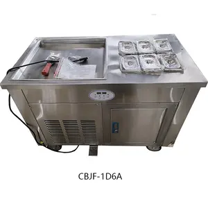 Top quality single pan stainless steel frozen ice cream rolls fried ice cream machine square pan with 6 display boxes