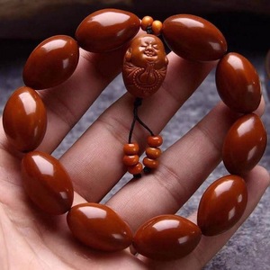 Olive Pit Polished Bead <b>Bracelet</b> <b>Red</b> Antique Oil Finish Unisex Everyday Wear Cultural Collectible Jewelry - Product Image 1