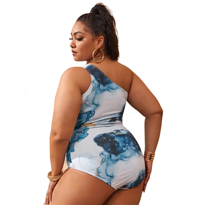 2022 New Design DAMO Plus Size One Shoulder Swimsuits Bow Tie One Piece Simple White
