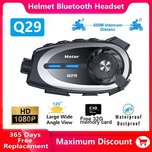 Q29 Casque <span class=keywords><strong>Interphone</strong></span> 1080P HD Caméra <span class=keywords><strong>Sans</strong></span> <span class=keywords><strong>Fil</strong></span> Super Grand Angle Objectif Étanche WiFi Enregistreur Vidéo LED Batterie In-Ear JL - Product Image 2