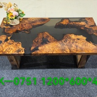 Table de salle à manger en bois massif résine transparente noire pour artisanat