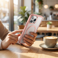 Cuir artificiel transparent pour étui de téléphone avec protection d'appareil photo et support magnétique