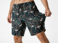 Short de bain YILONG pour homme, gris foncé, style insulaire, imprimé floral, séchage rapide, taille élastique, short de plage, boardshorts