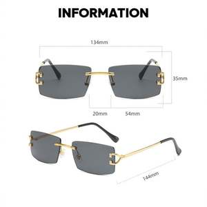 Lunettes de soleil carrées sans monture avec logo personnalisé, verres dégradés, protection UV400, pour hommes et femmes, collection 2025 - Product Image 6