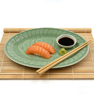 Plat de service ovale en porcelaine <span class=keywords><strong>vert</strong></span> céladon de 12 pouces, avec motif de poissons en relief, glaçure céramique, pour la <span class=keywords><strong>vaisselle</strong></span> de restaurant - Product Image 5