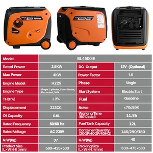 Générateur à onduleur 50/60HZ 15.2/29.2A générateur d'essence domestique Portable 230/120V essence électricité puissance 3.5KW 4KW - Product Image 5