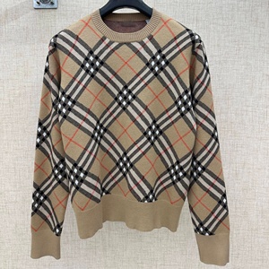 Suéter de Punto a Cuadros Burberry Marrón Cálido y Casual para Hombre, Moda Otoño/Invierno 2026 - Product Image 1