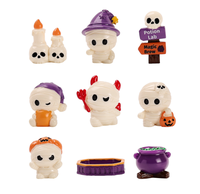 Kit de Scène d'Halloween Effrayante : Figurines Miniatures, Ensemble de Jeu de Potions, Chaudron de Sorcière, Cercueil, Bougie, Jouet Artisanal, Décoration de Fête