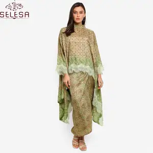 Simple Style Modern Muslim Blouse Abaya Kaftan Jubah Daffah For Baju Kurung Malaysia Women