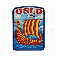 Patch brodé Viking Norvège Oslo Longship Dragon Sail 3D Haute Densité à thermocoller pour veste et sac à dos