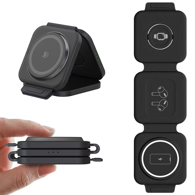 15W Wireless Charger 2026 Hot-Selling Multifunctional Portable Charger Foldable 3 in 1 Wireless Magnetic Charger