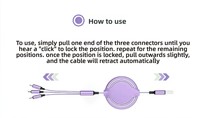 Cable de Carga Rápida Retráctil 3 en 1 USB-A con Revestimiento de TPE, Transferencia de Datos Rápida y Portátil para Viajes, Auto y Oficina