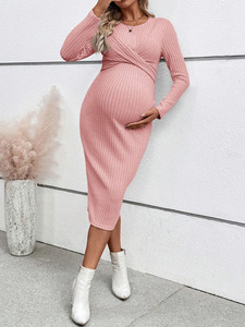 Robe d'automne pour femmes, vêtements de maternité, robe de <span class=keywords><strong>grossesse</strong></span> avec ceinture pour femmes, vêtements pour femmes enceintes, une pièce - Product Image 3