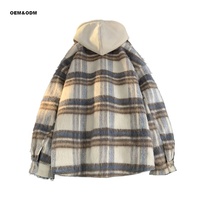 Maden Veste décontractée en tweed à motif écossais pour homme Style ample col montant grande taille Duffle Jacket pour l'automne hiver