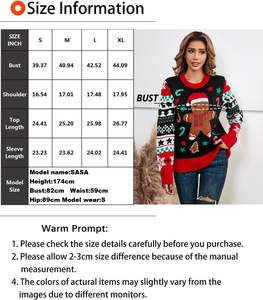 Coréen Crewneck Femmes Adorable Ugly <span class=keywords><strong>Pull</strong></span> Tricoté <span class=keywords><strong>Pull</strong></span> <span class=keywords><strong>De</strong></span> <span class=keywords><strong>Noël</strong></span> Animal Front Famille Tenues Assorties Hiver - Product Image 6
