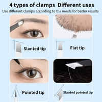 Professionnel 5 pièces blanc incliné pointu sourcil Extension de cils pince à épiler ensemble qualité outil de beauté étui en cuir Kits d'outils de maquillage