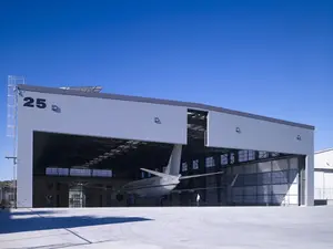 Yüksek kalite Modern tasarım uzay çerçeve Hangar prefabrik çelik yapı uçak hangarı depo