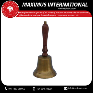 Vintage Wooden Table Bell Ringer with Brass Metal Bell Decorative <b>Desk</b> Bell for Reception School Church <b>Rustic</b> Home Decor Gift - Product Image 3