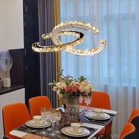 Lustre en cristal double C pour chambre à coucher, salon, suspension à LED, brillant exquis pour hôtel et restaurant