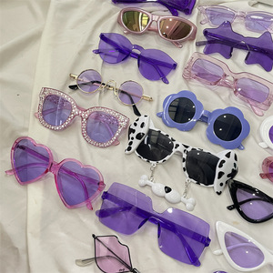 Gafas <span class=keywords><strong>de</strong></span> Sol <span class=keywords><strong>de</strong></span> montura redonda Retro moradas para hombre, gafas transparentes UV400 Anti-UV, gafas sexis <span class=keywords><strong>de</strong></span> caras cuadradas para mujer - Product Image 3