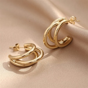 Hot Selling Jewelry Stainless Steel Irregular Hoop <b>Stud</b> <b>Earrings</b> for Women - Product Image 4