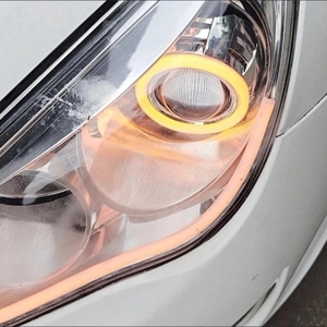 Feu clignotant automobile blanc ambre 12V <span class=keywords><strong>LED</strong></span> avec anneau lumineux Angel Eyes et diffuseur <span class=keywords><strong>pour</strong></span> lentille de projecteur - Product Image 3