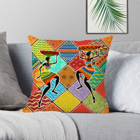 Classique africain ethnique femmes africaines travaillant coussins décoratifs taie d'oreiller en lin carré pour canapé décor à la maison