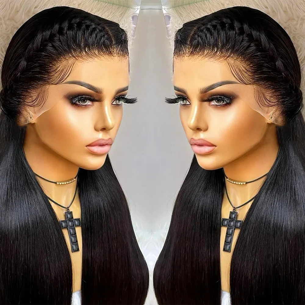 Straight Transparent Lace Front Wig Raw Peruvian Virgin 360 Full Lace Human Hair Wig Vendor HD Lace Frontal Wigs For Black Women