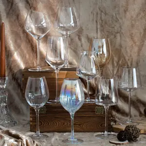 Drinking Glass Manufacturer Customize Blown Red Wine Glass Slant RimCrystal Wine Drinking Glasses