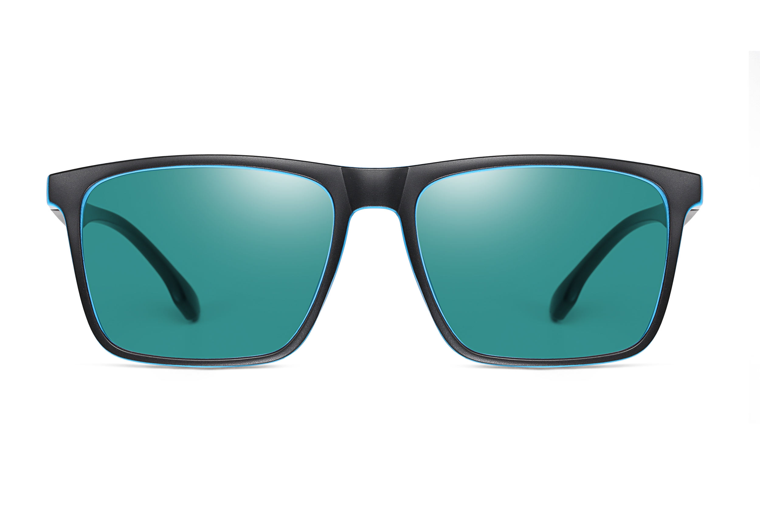 เลนส์ภายนอกสีดำและเลนส์ภายในสีฟ้า-เขียว