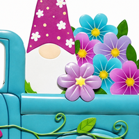 Piquets de jardin en métal 3D faits à la main avec gnome et bouquet de fleurs, décoration d'art extérieur pour la cour, ornement de pelouse