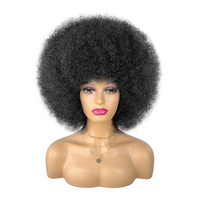 Wig Afro Keriting Sintetis Tahan Panas, Dapat Disesuaikan, Model Explosion-Head Pendek Mengembang untuk Wanita Kulit Hitam, Cocok untuk Sehari-hari