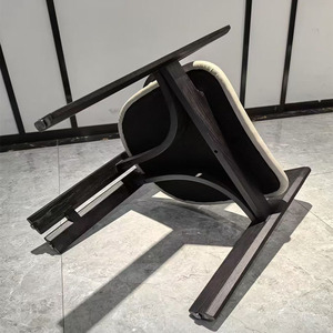 Italienischer moderner Mid-Century Esszimmers tuhl Wohn möbel aus massivem Eschenholz mit doppelten Armlehnen im französischen Stil - Product Image 3