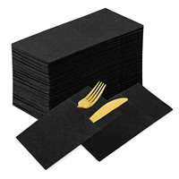 Serviettes de table jetables absorbantes au toucher lin naturel pour les fêtes avec poche de couverts intégrés serviettes en papier airlaid