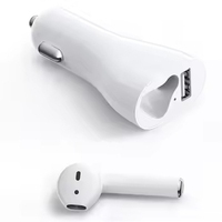2-in-1 Elektroauto-Ladegerät mit USB-Anschluss QC3.0 Schnellladung Kopfhörer & Freisprechmikrofon für Mobiltelefone