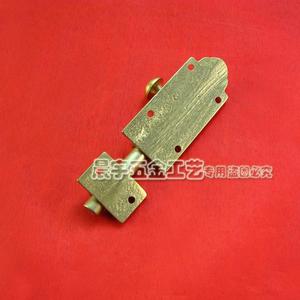 Perno de cobre puro estilo chino antiguo Chengyu de 11.7 cm de largo para puerta de madera, pestillo de puerta estilo Ming Qing - Product Image 4