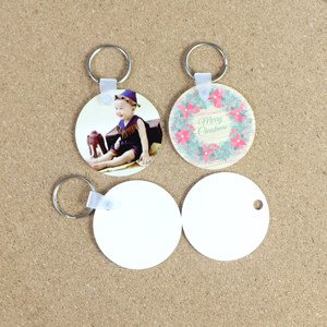Round 50mm Sublimation Blank Keychain for Heat Transfer FRP DIY Double-Side Sublimated White Plastic Keyrings Key Holder Making