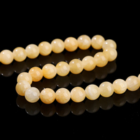 Perles de topaze jaune naturelle crémeuse, pierres rondes lisses, pierres brutes polies, cristal de jade pour bracelet bohème, bijoux DIY, lot