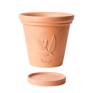 Pot de fleurs en céramique écologique, fait main, gaufré, en terre cuite romaine émaillée, respirant, pour la décoration de jardin et de maison, vente en gros - Product Image 3