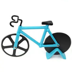 可爱不锈钢披萨切片机自行车车轮定制标志自行车披萨切割机金属厨房男士派对野营礼品