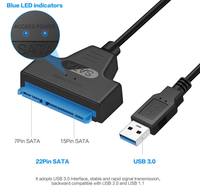 Cable USB 3.0 a SATA de 22 pines para disco duro, 7+15 pines, plástico ABS, conector de intercambio en caliente para disco duro/SSD de 2.5 pulgadas, adaptador convertidor para portátil/escritorio