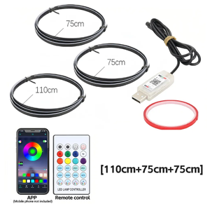 Lampe d'ambiance pour voiture USB 64 couleurs, éclairage décoratif intérieur du tableau de bord, kit d'éclairage néon d'ambiance, 110 cm, 6 en 1 avec lumières de pied - Product Image 1