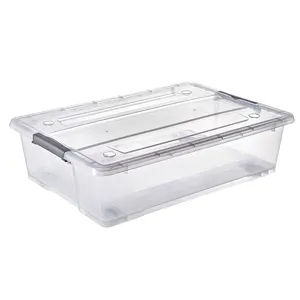 Pinyaoo-caja de almacenamiento de plástico transparente con ruedas, 34L
