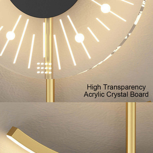 Reloj de Pared Decorativo de Acrílico Transparente con Forma de Luna Circular, Estilo Artístico de Alta Gama, Carga USB, Lámpara de Pared Integrada - Product Image 3